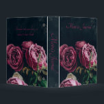 Classic dark pink peonies on black background mini binder<br><div class="desc">Pretty dark pink peonies on black background.  An elegant classic style.</div>