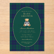Classic Dark Plaid Baby Shower Acrylic Invitation
