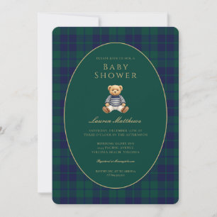 Classic Dark Plaid Lauren Inspired Baby Shower  Invitation