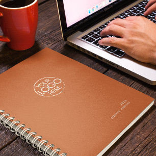 Classic Dark Pumpkin Orange Modern Logo Weekly Planner