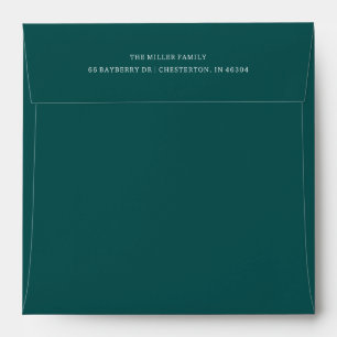 Classic Dark Teal Two-Line Return Address Layout Envelope