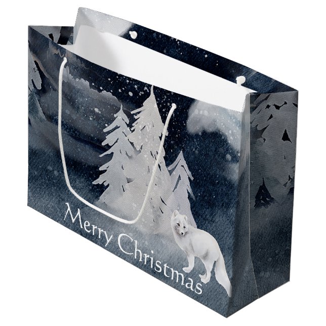 Classic dark winter scene with fox Christmas  Large Gift Bag (Front Angled)