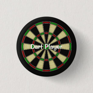 Classic Dart Board Design, Darts, Dart Games 1 Inch Round Button