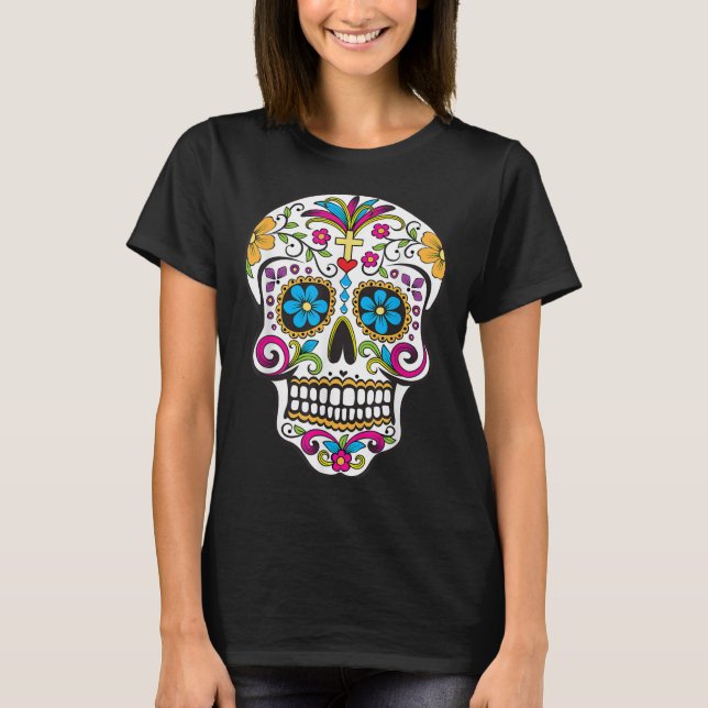 Classic Day of the Dead Sugar Skull T-Shirt (Front)