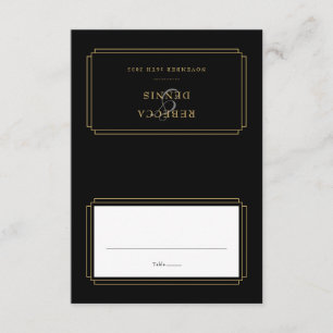 Classic Deco Black and Gold Wedding Place Card