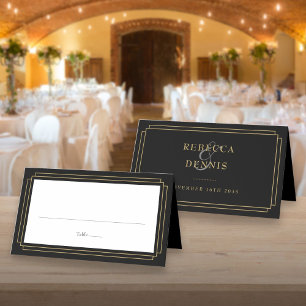 Classic Deco Black and Gold Wedding Place Card