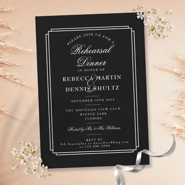 Classic Deco | Black and White | Rehearsal Dinner Invitation (Creator Uploaded)