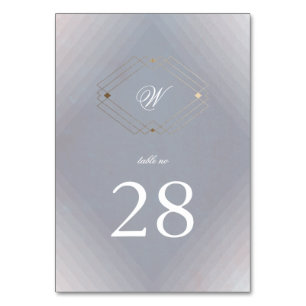 Classic Deco Gold Vintage Grey Calligraphy Wedding Table Number
