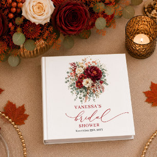 Classic deep red floral autumn bridal shower binde binder
