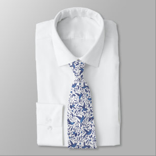 Classic Delft Blue Birds Pattern for Work Tie