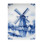 Classic Delft Blue Windmill Canal Scene