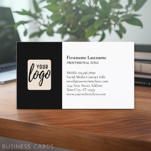 Classic Design with Logo and Contact Info - Black Business Card