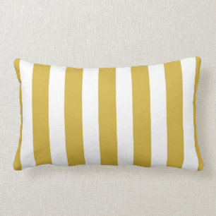 Classic Designer Stripes in Mustard and White Lumbar Pillow