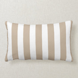Classic Designer Stripes in Tan and White Lumbar Pillow