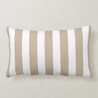 Classic Designer Stripes in Tan and White Lumbar Pillow