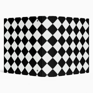 Classic Diamond Black and White Checkers Decor Binder