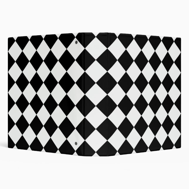 Classic Diamond Black and White Checkers Decor Binder (Background)