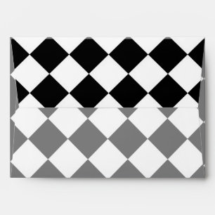 Classic Diamond Black and White Checkers Decor Envelopes