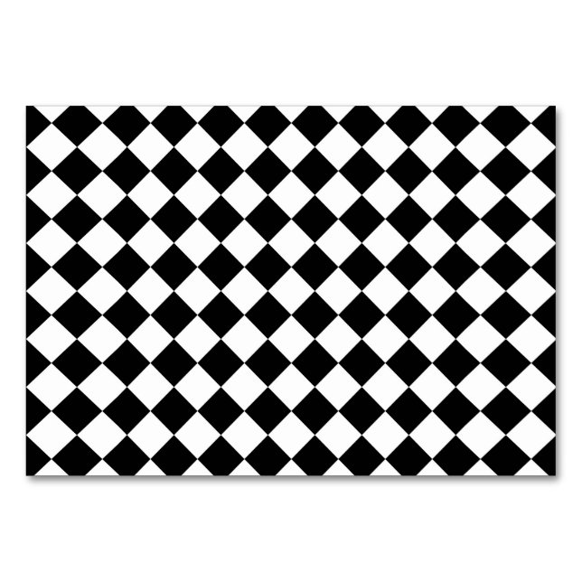 Classic Diamond Black and White Checkers Table Number (Front)