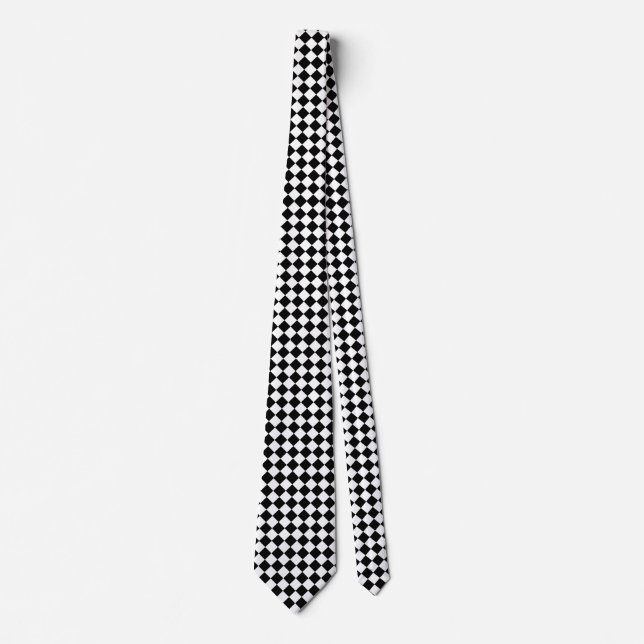 Classic Diamond Black and White Checkers Tie (Front)