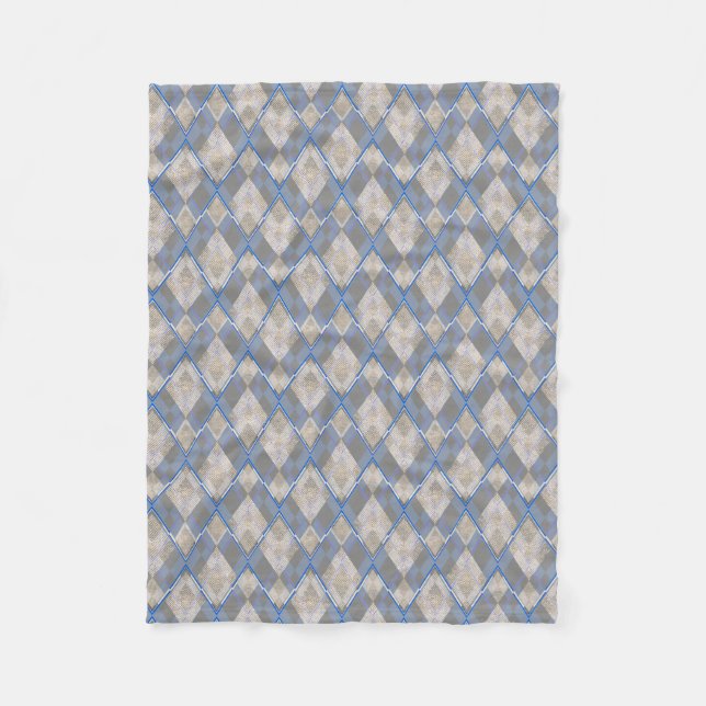 Classic diamond shaped grey beige sherpa blanket (Front)