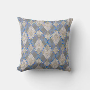 Classic diamond shaped grey beige throw pillow
