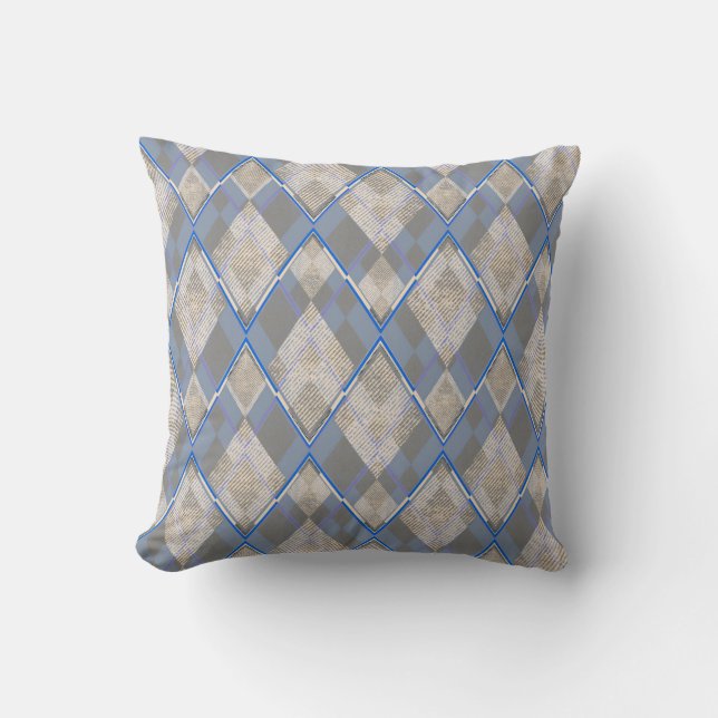 Classic diamond shaped grey beige throw pillow (Front)