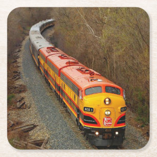 Classic Diesel Train Engine Square Paper Coaster