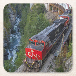 Classic Diesel Train Engine Square Paper Coaster