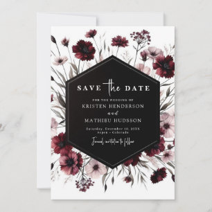 Classic Digital Burgundy Wedding Save The Date