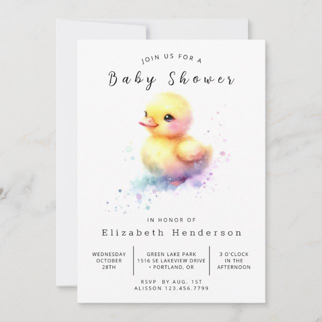 Classic Digital Duck Baby Shower Invitation (Front)