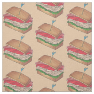Classic Diner Club Sandwiches Turkey Sandwich Food Fabric