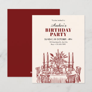 Classic Dining table birthday Invitation