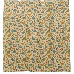 Classic Dino and Footprint Pattern in Earthy Tones