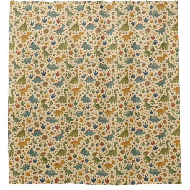 Classic Dino and Footprint Pattern in Earthy Tones (Front)