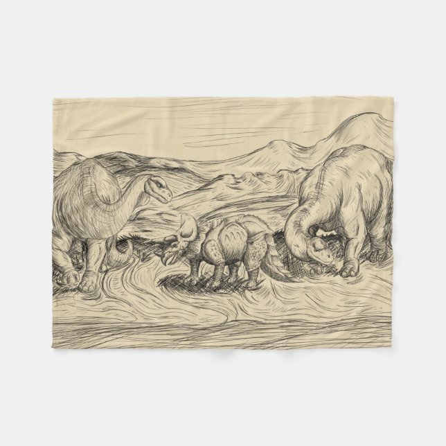 Classic Dinosaurs Fleece Blanket (Front (Horizontal))