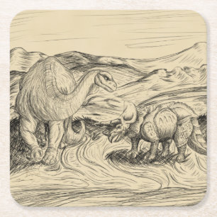 Classic Dinosaurs Square Paper Coaster