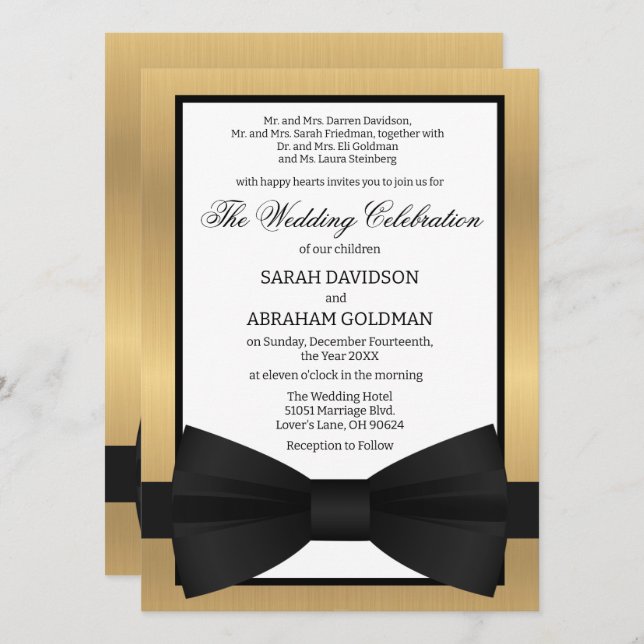 Classic Divorced Parents Wedding Invitations (Front/Back)