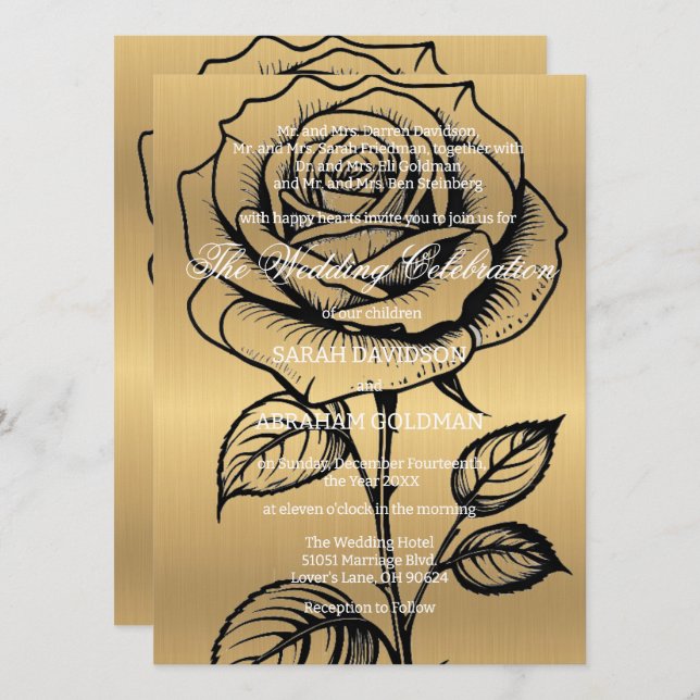 Classic Divorced Parents Wedding Invitations (Front/Back)