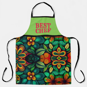 CLASSIC DOODLE ART OF FLOWERS "BEST CHEF" APRON