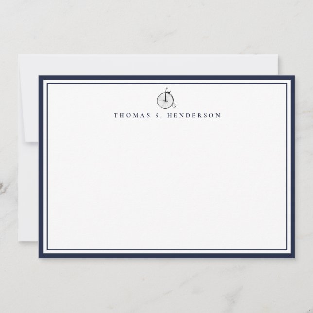 Classic Double Border Denim Blue Correspondence   Card (Front)