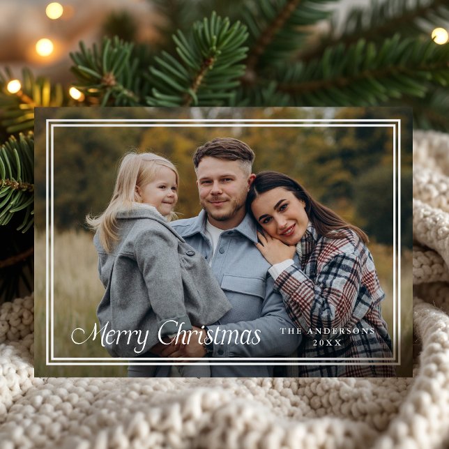 Classic Double Border Merry Christmas Photo Holiday Card (Creator Uploaded)