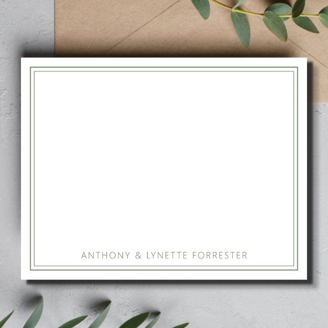 Classic Double Border Sage Green Note Card (Creator Uploaded)