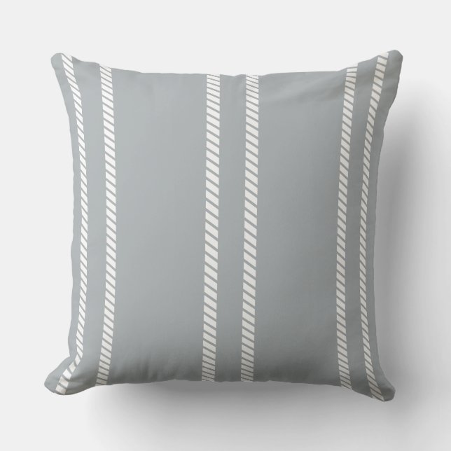 Classic Dove Grey with Stripes Throw Pillow (Front)