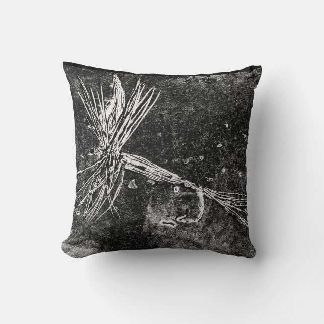 Classic dry fly pattern for trout and bass fishing throw pillow (Front)