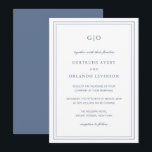 Classic Dusty Blue Elegant Wedding Invitation<br><div class="desc">Classic style dusty blue wedding invitation featuring a simple and minimal design with your monogram at the top and your event details surrounded by a double border.  The fonts alternate between and elegant script,  a traditional serif and minimalist sans serif fonts.  This invitation is great for a formal wedding.</div>