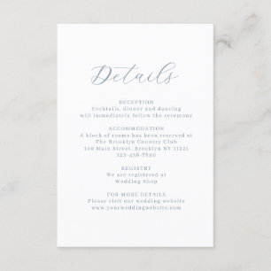 Classic Dusty Blue Floral Crest Monogram Wedding Enclosure Card
