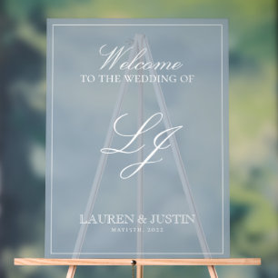 Classic Dusty Blue Moderne Monogramme Bienvenue