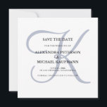 Classic Dusty Blue Monogram Save The Date<br><div class="desc">These elegant wedding save the date invitations show off your monogram in large,  stylish text in dusty blue on a white background. A simple,  classy look for your modern wedding.</div>