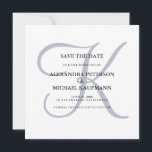 Classic Dusty Blue Monogram Save The Date<br><div class="desc">These elegant wedding save the date invitations show off your monogram in large,  stylish text in dusty blue on a white background. A simple,  classy look for your modern wedding.</div>